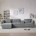thumbnail image 4 of Harper & Bright Designs L-Shaped Modular Sectional Sofa with Storage Console & Ottoman, 4 Seats Chenille Reversible Couch with USB Charger for Living Room/Apartment, 124'' Gray, 4 of 21