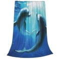 thumbnail image 2 of Two Dolphins Blanket Smooth Soft Pattern Print Throw Blanket for Sofa Chair Bed Office Twin 50"x40", 2 of 7