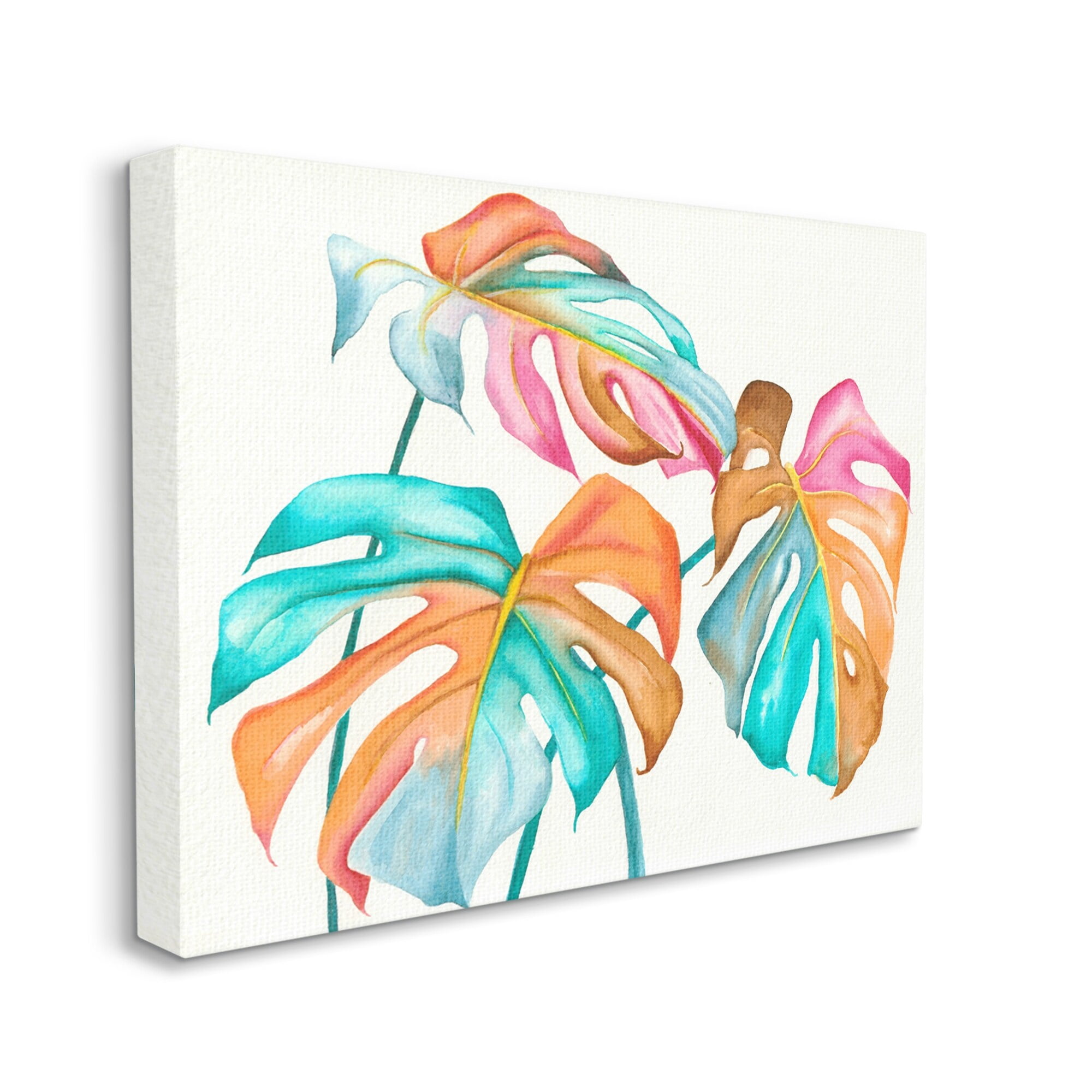 Stupell Industries Varied Rainbow Monstera House Plant Leaves Stems Painting Gallery Wrapped Canvas Print Wall Art, Design by Elvira Errico