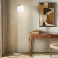 thumbnail image 6 of Brightech Luna Drop 66" LED Floor Lamp, Frosted Glass Globe Arcing Living Room Lamp, Mid-Century Modern Standing Lamp for Living Rooms, Bedrooms & Offices - Brass, 6 of 9