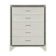 Salon Collection Chest with White Pearlescent Finish and Silver Glitter Trim