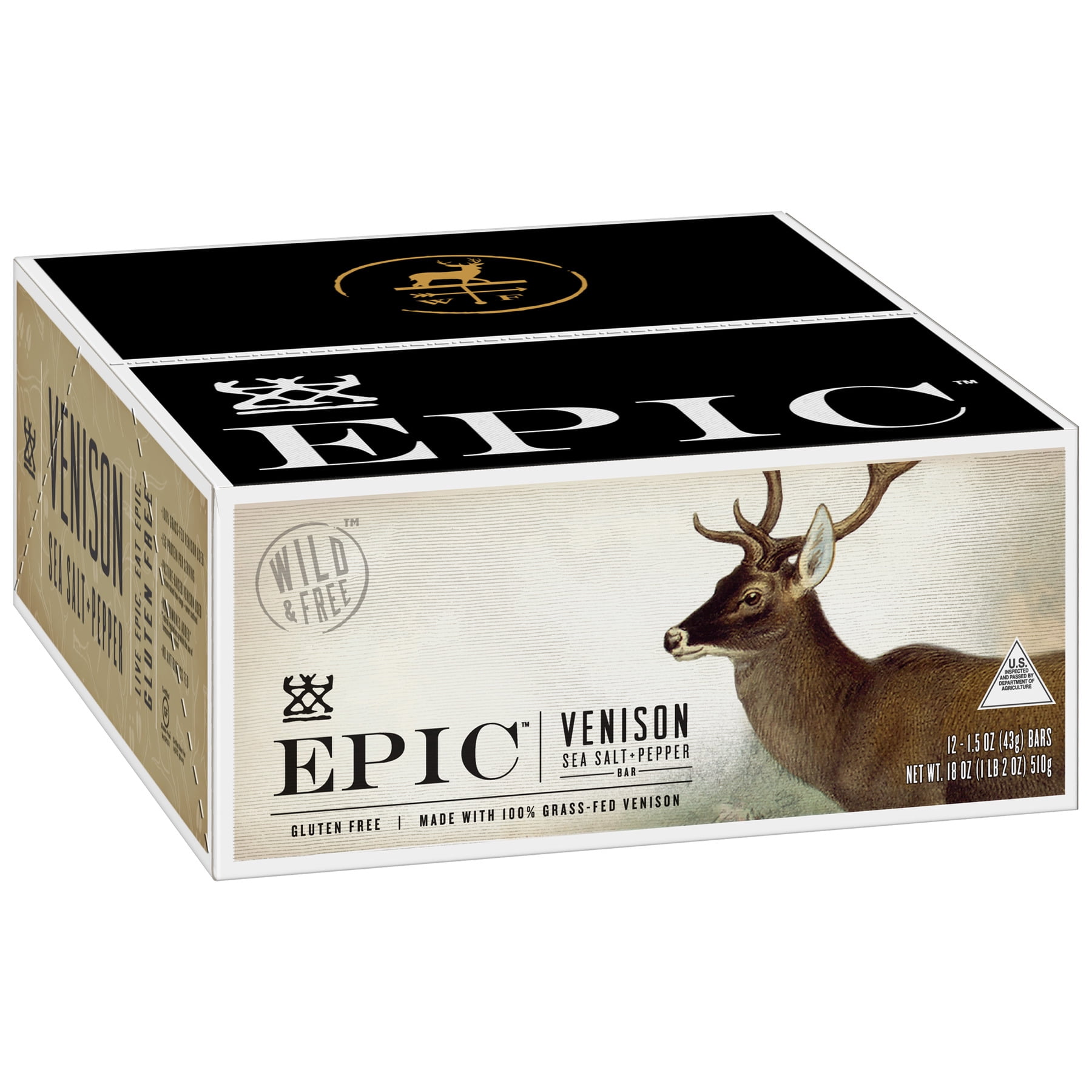 Epic Meat Bar - Venison Sea Salt Pepper Bar (12-Pack)
