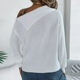 thumbnail image 5 of Women's Off Shoulder Knit Sweater Casual Loose Fit Long Sleeve Pullover Top, White Cable Knit Jumper, 5 of 5