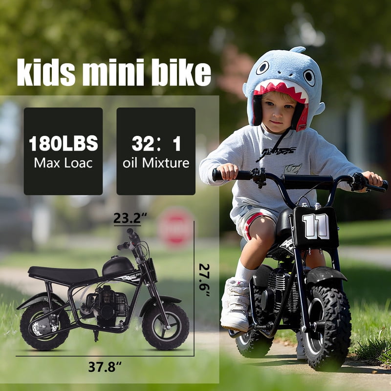 SAY YEAH Dirt Bike,50cc 2-Stroke Mini Bikes for Age 8+,Mini Motor-cycle with 20 MPH Max Speed,180 lbs Max Load,Black