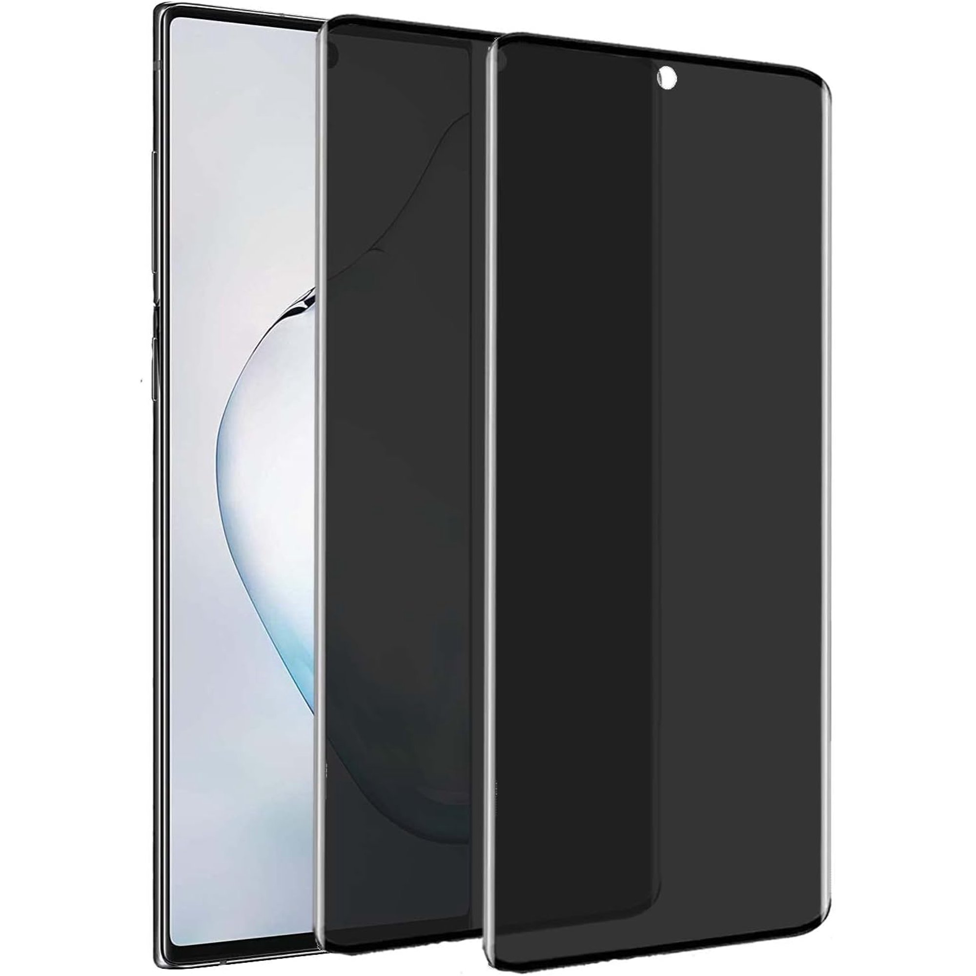for [2 Pack] Privacy Screen Protector for Samsung Galaxy Note 10 6.3 Inch Tempered Glass, Anti-spy,No Bubbles,9H Hardness HD, 3D Bending Full Coverage Glass Film for Samsung Galaxy Note 10 (Black)