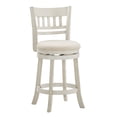 thumbnail image 3 of Weston Home Shapel Lattice Back 24"H Swivel Counter Height Stool, Antique White Finish, Beige Linen, 3 of 7