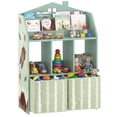thumbnail image 1 of Qaba Toy Storage Unit with Book Display, Shelves, Fabric Drawers, Green, 1 of 10