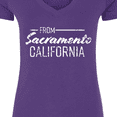 thumbnail image 4 of Inktastic From Sacramento California in White Distressed Text Women's V-Neck T-Shirt, 4 of 5