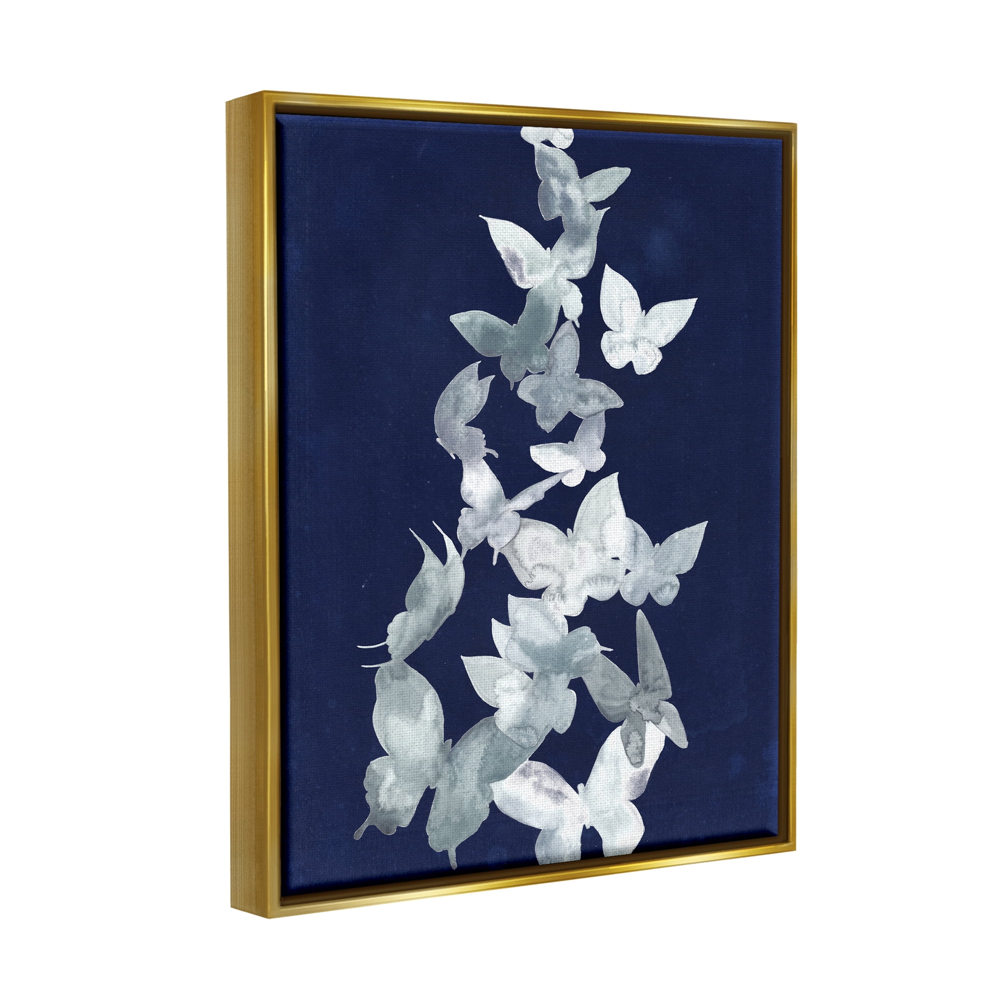 Stupell Industries Abstract Butterflies Swarm Animals & Insects Painting Gold Floater Framed Art Print Wall Art