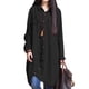 thumbnail image 1 of Nuevas mujeres blusa larga irregular dobladillo mangas largas bolsillos sueltos MABOTO Negro/M, 1 of 7