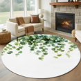 thumbnail image 3 of Spring Leaf Round Area&nbsp;Rug 8ft Retro Sage Green Eucalyptus Leaves Country Non-Slip&nbsp;Washable Circle Rugs Soft Felt Indoor Floor Mat for Bedroom Kitchen Living Room Bathroom, 3 of 9