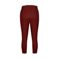 thumbnail image 5 of Plus Size Capri Leggings for Women Slim Fitted Yoga Pants Tummy Control Workout Solid Cropped Slacks Wine 4XL, 5 of 6