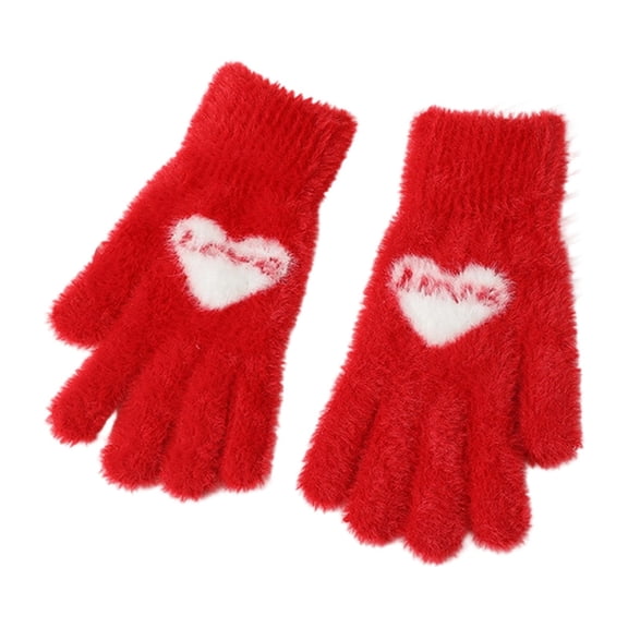 PMVFHDE Gloves & Mittens Winter Fashion Cozy Thermal Knitted Mittens For Outdoor Cold Weather Handwear Red - One Size