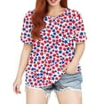 thumbnail image 5 of XADYUY Womens Plus Size Tops Clearance 4th Of July American Stars Print T Shirt Loose Fit Crew Neck Short Sleeve Tunic Shirts Independent Day Patriotic Clothes for Women,4XL Watermelon Red, 5 of 5
