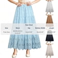 thumbnail image 4 of PBFRDSJ Boho Maxi Skirt for Women Eyelet Embroidery Elastic High Waist A-Line Summer Casual Beach Long Skirt Ruffle Tiered Skater, 4 of 6