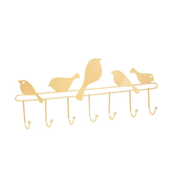 Nomeni Hooks Clearance, Bird Shaped Coat Hooks for Hanging Coats Coat Rack Wall Mounted Metal Hook Rack Key Coat Towel Holder with 5 Hooks Home Essentials Gold