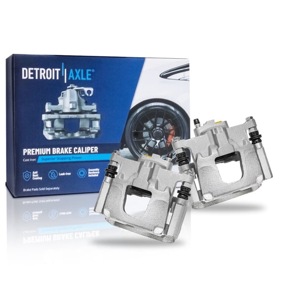 Detroit Axle - 2pc Rear Brake Calipers for 2008-2012 Jeep Liberty 2007-2017 Wrangler 2018 Wrangler JK 2007-2011 Dodge Nitro, Driver and Passenger Side Disc Brake Calipers w/Bracket Replacement