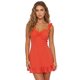 thumbnail image 1 of Vestido corto de verano para mujer, color liso, ribete de encaje, mangas acampanadas, escote en V, corte en A., 1 of 9