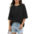 thumbnail image 4 of beishanbush Fall Sales Saving $10 Casual Workout T Shirts Tops Women's Oversized T-Shirt,Half Sleeve Boxy Neck Loose Overcut Shoulders Casual Under $10, 4 of 8