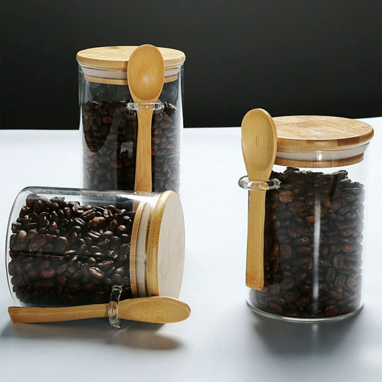 Airtight Glass Jars Candy Large Capacity 2pcs/3pcs 85 x 120mm Practical White Beans 475ml Coffee with Lids and Spoons