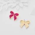 thumbnail image 4 of Fatay-T Gold Bow Earrings for Women Teen Pink Bowtie Dainty Long Tassel Drop Stud Trendy Statement Jewelry Gift, 4 of 14
