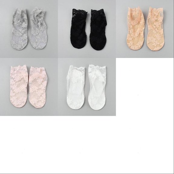 1set 10 Pairs 5 colors Summer Lace Socks for Women Flower Pattern Mixed color 210x125mm 2 pairs/color