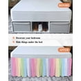 thumbnail image 7 of Rainbow Stripes Wrap Around Bed Skirts for Queen Bed 18" Drop,Bed Skirt with Adjustable Elastic Belt Dust Ruffle Bed Valance for Bedroom Hotel Modern Colorful Cream Striped Aesthetics Bed Frame Cover, 7 of 7