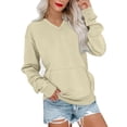 thumbnail image 2 of DondPO Hoodless Hoodies for Women Women's Sports Long Sleeve Sweatshirt Basic V Neck Solid Color Pullover Casual Top Hoodless Sweatshirt Womens Womens Sweatshirts No Hood Beige, 2 of 4