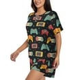 thumbnail image 2 of Naloa Retro Video Game Women's Short-Sleeved Pajama Set, Loungewear, Summer pajamas, Breathable Cozy - Medium, 2 of 9