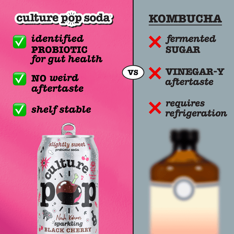 Noah Kahan's Sparkling Black Cherry, Culture Pop Soda Probiotic