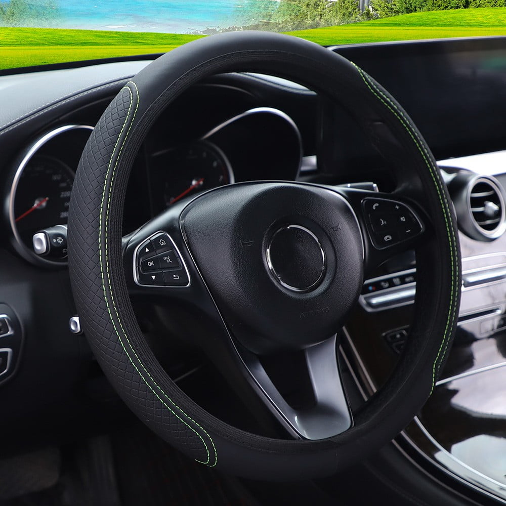 Lefu 15\" Car Accessories Steering Wheel Cover Breathable Leather Anti Slip Universal