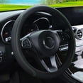 thumbnail image 1 of 15" Car Accessories Steering Wheel Cover Breathable Leather Anti Slip Green Line, 1 of 8