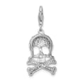 thumbnail image 3 of 925 Sterling Silver Rhodium-plated CZ Skull & Cross Bones With Lobster Clasp Charm Pendant; for Adults and Teens; for Women and Men, 3 of 4