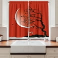 thumbnail image 2 of Ambesonne Nature Kitchen Curtains, Digital Scene Tree Moon, 55"x39", Red Black White, 2 of 3