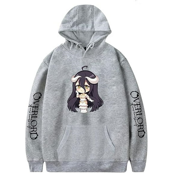 Overlord Merch Albedo Hoodie Unisex Pocket Drawstring Casual Sweatshirt Anime Long Sleeve Pullover