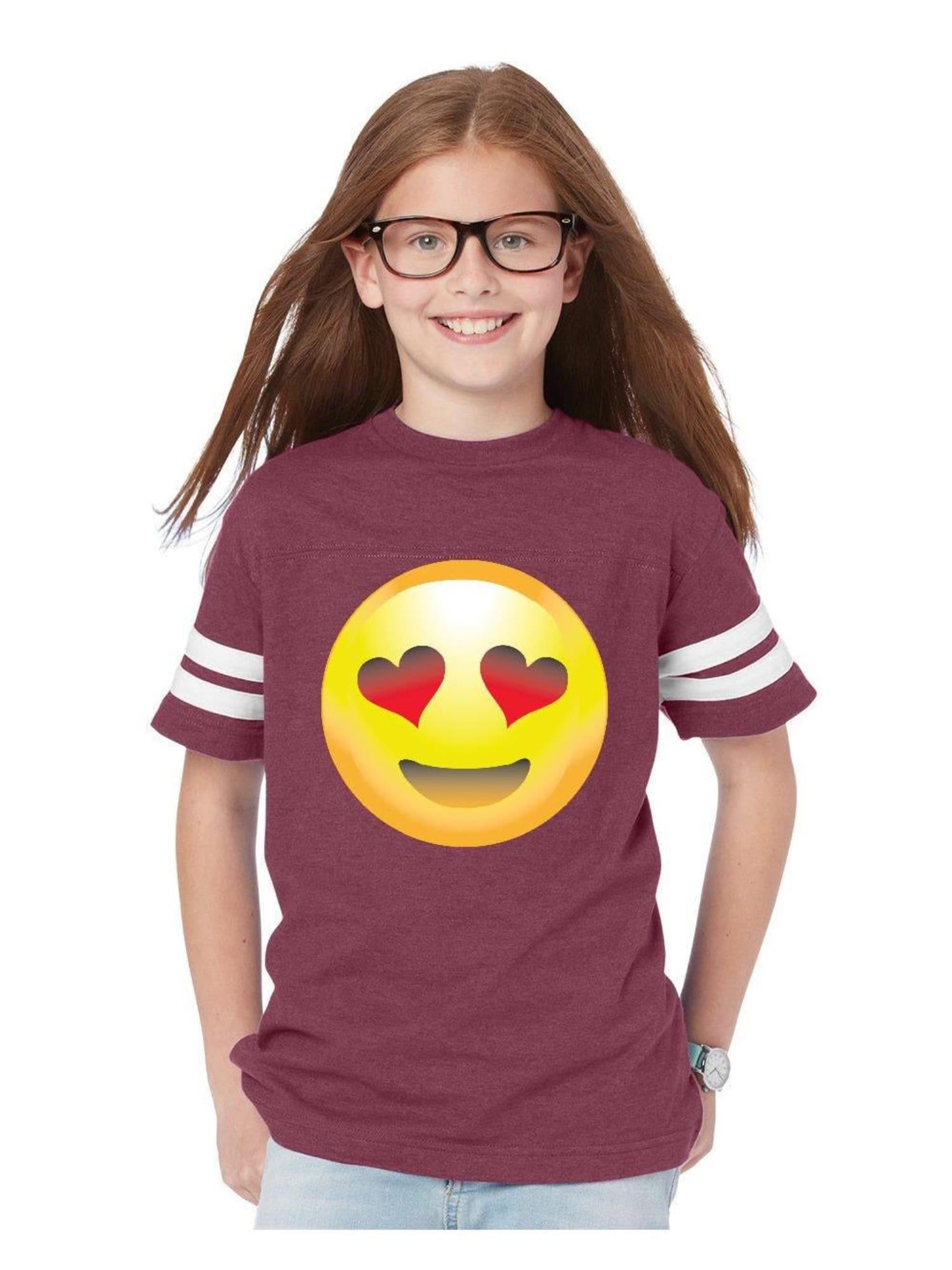 IWPF - Youth Emoji Smiling Face Heart-Shaped Eyes Football Fine Jersey ...