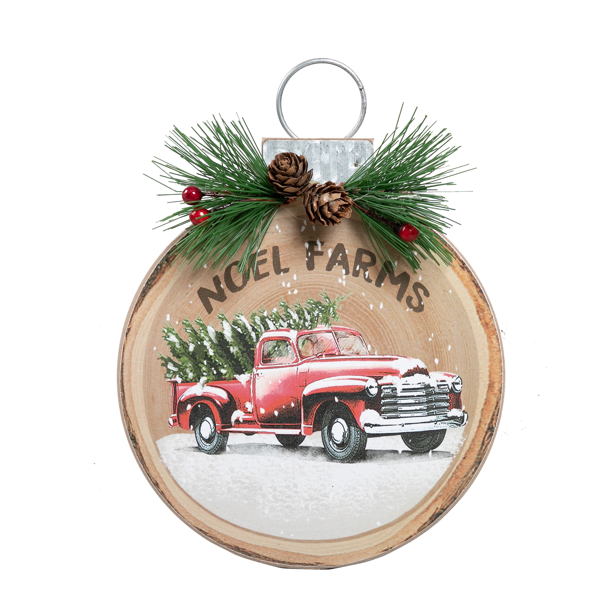 Rustic Red Truck & Christmas Tree "Home For The Holidays Glitter Wall Sign Decor 