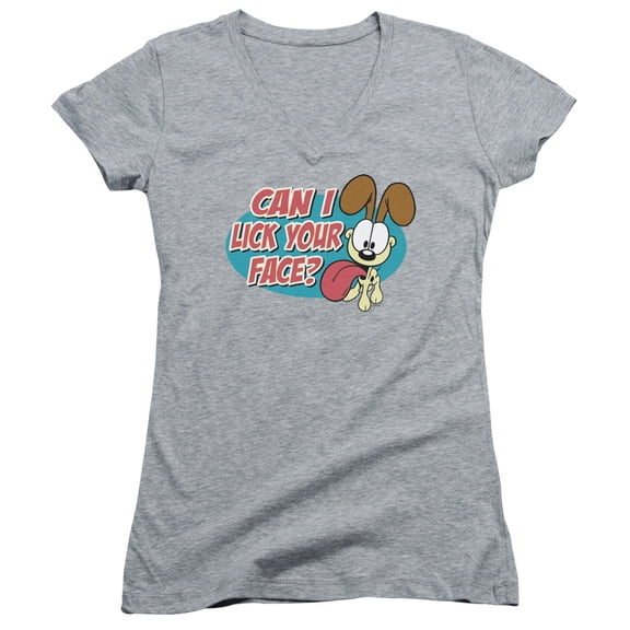 Garfield Question Junior Women's V-Neck T-Shirt Athletic Heather