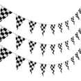 thumbnail image 1 of 10m Checkered Pennant Banner Race Flag Party Flag Banner Props for Race Theme Birthday Party Decorations, 1 of 5