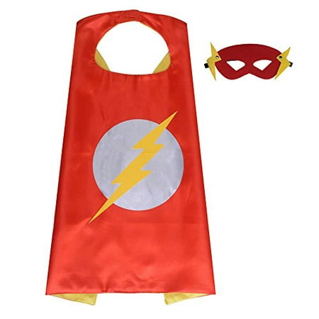 Halloween Costume Superhero Dress Up for Kids - Best, Children's Birthday, Cosplay Party. Satin Cape and Felt Mask Role Play Set. Cartoon Outfit for Boys and Girls (Flash