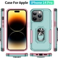 thumbnail image 2 of for iPhone 14 Pro Case with Kicktand,[ Military Drop Protection] for iPhone 14Pro Case,Green+Pink, 2 of 12