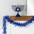 thumbnail image 2 of Menorah Hanukkah Tinsel Garland - 50' x 3.5" - Blue & Silver - Unlit, 2 of 7