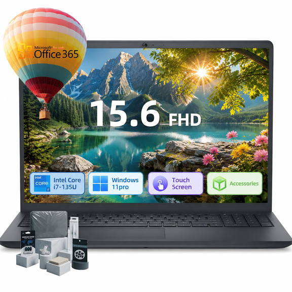 Dell Inspiron 15 Laptop Computer for Business & Students, 15.6" FHD Touchscreen Display, Intel Core i7-1355U, 16GB RAM, 512GB SSD, Wi-Fi 6, Windows 11 Pro, w/Accessories
