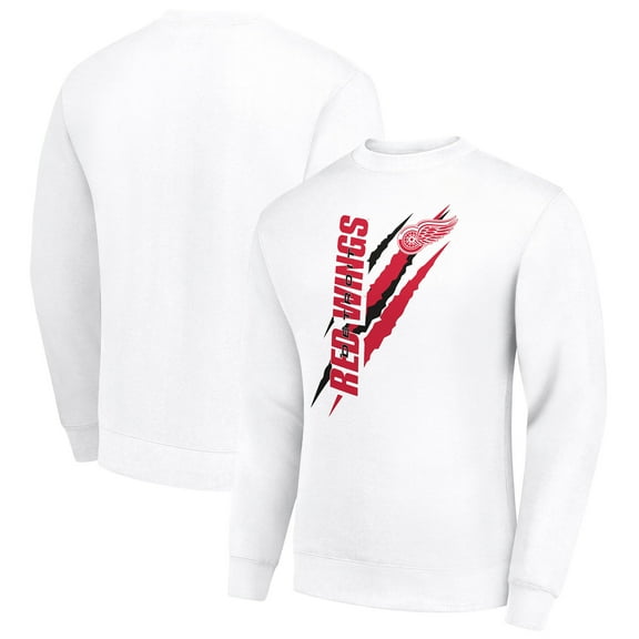 Men's Starter White Detroit Red Wings  Color Scratch Pullover Sweatshirt