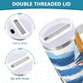 thumbnail image 3 of Yayeee 30oz Stainless Steel Tumbler with Straw and Handle Double-Wall Insulated Travel Water Bottle, Red Sailboats, 3 of 8