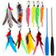 thumbnail image 5 of Juguete de varita de plumas para gatos, caña de pescar retráctil interactiva para gatos, divertido palo para gatos, caña de mar, juguete para jugar con plumas de gato, juguetes de compañía para mascotas, 12 piezas JM, 5 of 5