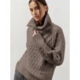 thumbnail image 5 of Women'S Sweaters Fall Winter Quarter Zip Casual Diamond Knit Pullover Coffee S, 5 of 8