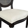thumbnail image 6 of 2xhome - Set Of 2 French Chic Vintage Style Dining Side Chair With Upholstered Linen Welted Fabric And Elegant Natural Rustic Wood Frame - Rattan Wicker Oval Back, 6 of 14