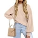 thumbnail image 3 of Mujer 2023 Otoño Moda Cuello Alto Manga Larga Linterna Suéteres De Gran Tamaño Suéter De Punto Suelto Tops, 3 of 5