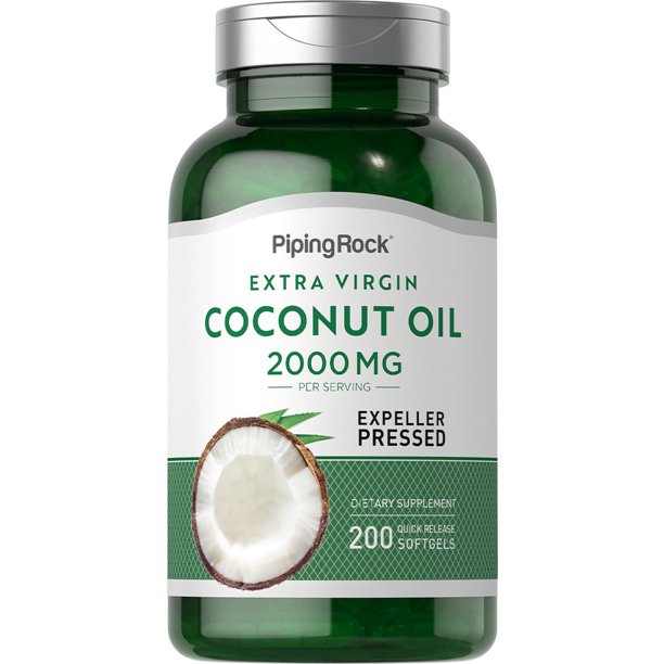 Coconut Oil 2000mg 200 Softgel Capsules Extra Virgin For Skin and